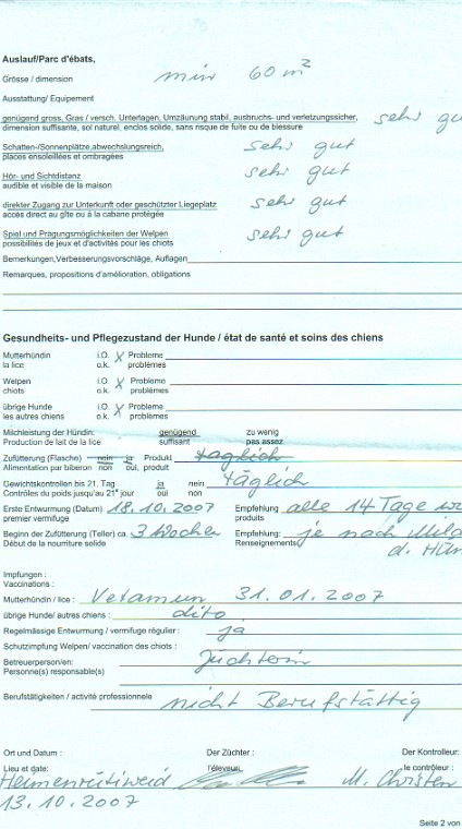 Zuchtstaettenkontrollbericht Seite 2